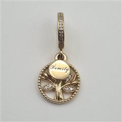 Pandora S925 ALE 14K Gold Plated Sparkling Family Tree Dangle Charm 768661C01